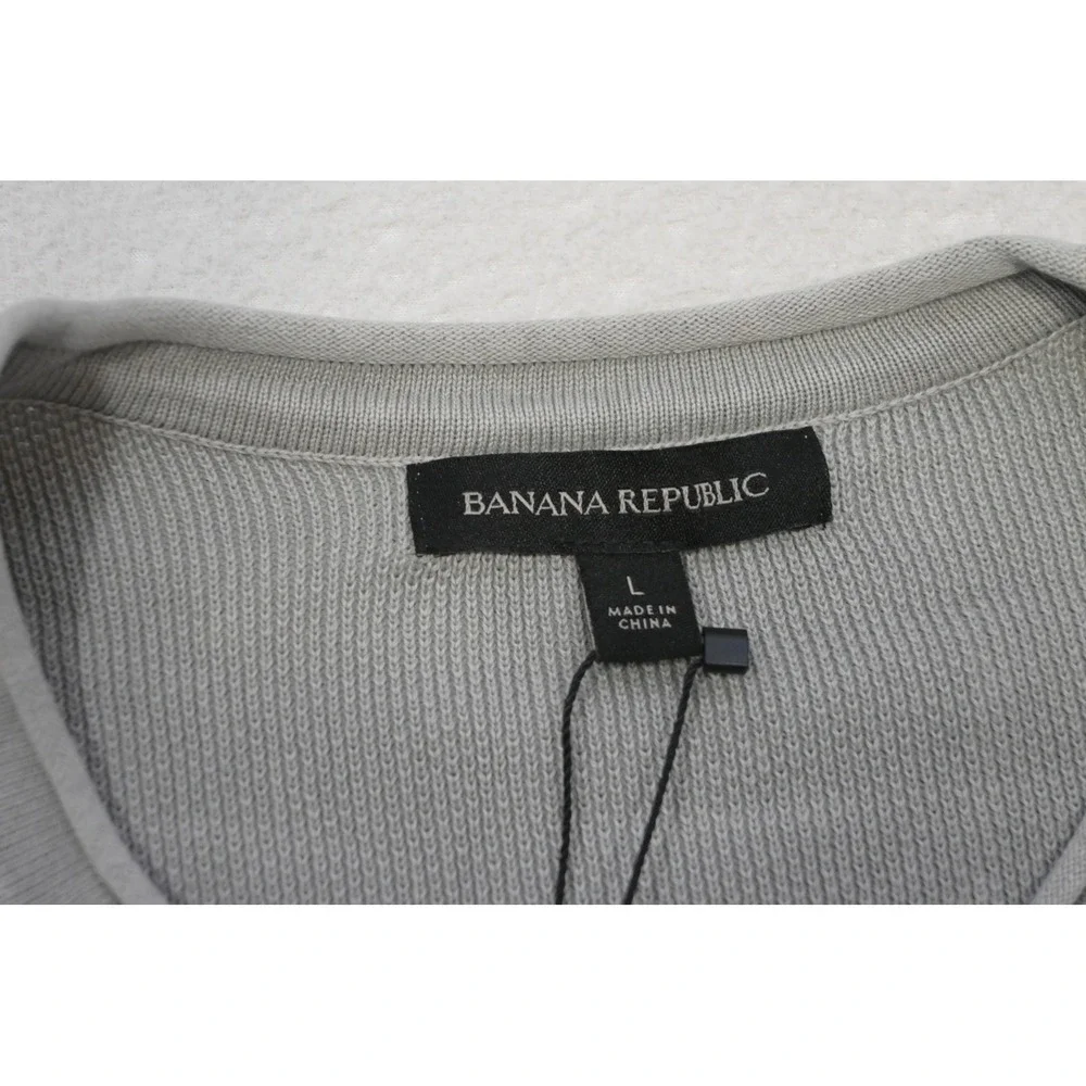 Banana Republic Thermal Sweater Mens Large Gray Long Sleeve‎ Waffle Knit NWT